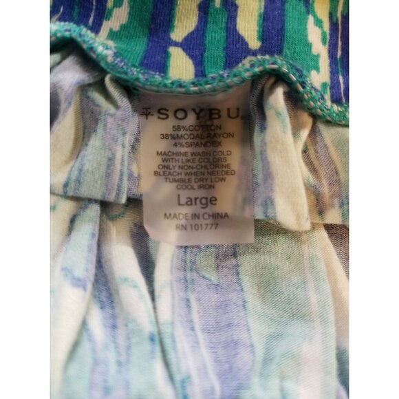 Soybu Dress Dhara Maxi Jersey Stretch Braid Halter L Blue Print Sundress Beach - Picture 9 of 9